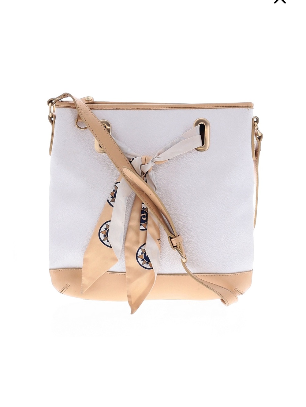 PARAZUL Cream & Tan Crossbody Bag Charm & 2 Twilly Scarfs Tan & Pink